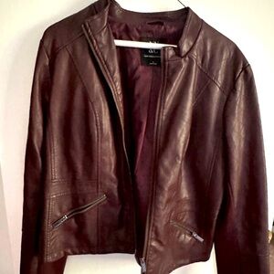 NY&CO Maroon Vegan Leather Jacket - Large